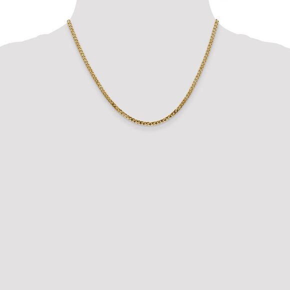 2.9mm 10k Yellow Gold Flat Beveled Curb Chain Necklace, 18 Inch - Picture 2 of 8